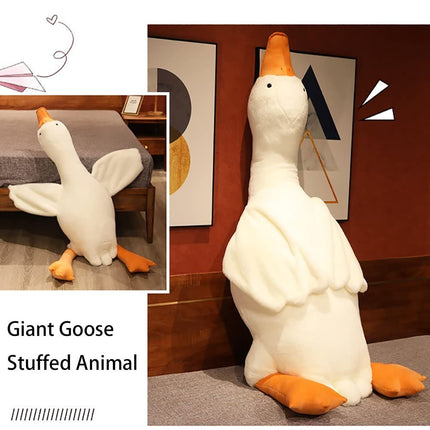 Giant White Goose Plush Pillow Soft Fabric Pillow Sleeping Companion Hugging - White - Size 75in