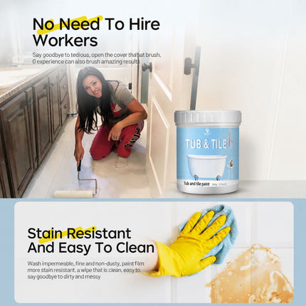 Tub & Tile Paint: Waterproof, Non-Slip, Eco-Friendly for Ceramic Surfaces – Ideal for Bathrooms, Kitchens, Showers, Tiles, Sinks, Countertops, Bathtubs, Floor Tiles, and DIY Home Renovation - Blue Gray - Size 300g