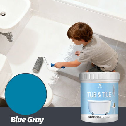 Tub & Tile Paint: Waterproof, Non-Slip, Eco-Friendly for Ceramic Surfaces – Ideal for Bathrooms, Kitchens, Showers, Tiles, Sinks, Countertops, Bathtubs, Floor Tiles, and DIY Home Renovation - Brisbane Blue - Size 300g