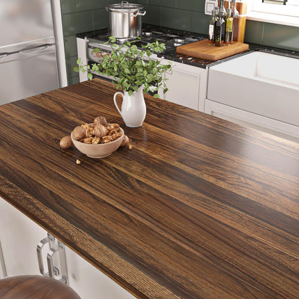 Walnut Contact Paper Wood Grain Peel and Stick Countertops Waterproof Counter Top Contact Paper Wood Wallpaper Brown Walnut Vinyl Wrap for Cabinets Desk Wallpaper Removable Veneer 15.8inx78.8in