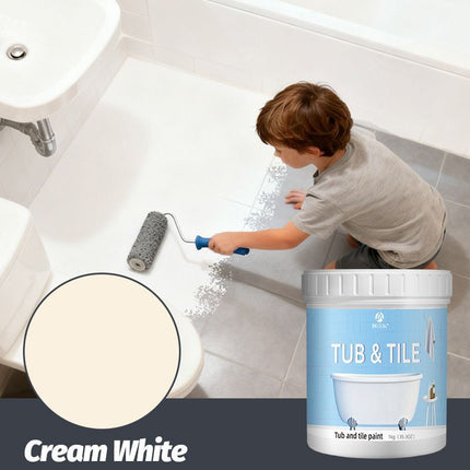 Tub & Tile Paint: Waterproof, Non-Slip, Eco-Friendly for Ceramic Surfaces – Ideal for Bathrooms, Kitchens, Showers, Tiles, Sinks, Countertops, Bathtubs, Floor Tiles, and DIY Home Renovation - Light Yellow - Size 300g