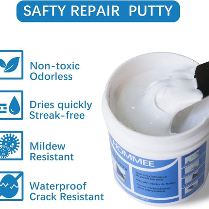 Drywall Repair Kit,Drywall Hole Patch Repair Kit,Wall Spackle Paste to Fix Wall Surface Holes and Creak Damage with White Wall Repair Putty,Scraper,Sanding Pad Fill Quick and Easy Solution - White - Size 17.637oz