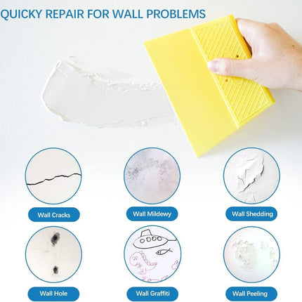 Drywall Repair Kit,Drywall Hole Patch Repair Kit,Wall Spackle Paste to Fix Wall Surface Holes and Creak Damage with White Wall Repair Putty,Scraper,Sanding Pad Fill Quick and Easy Solution - White - Size 17.637oz