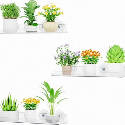 Window Plant Shelves 14.6, 2 Pack Acrylic Suction Cup (Size 3 Pack)