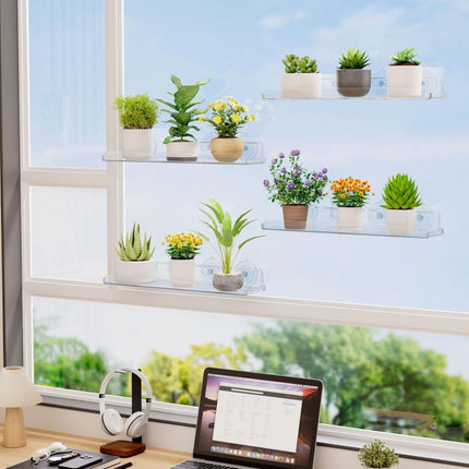 Window Plant Shelves 14.6, 2 Pack Acrylic Suction Cup (Size 4 Pack)