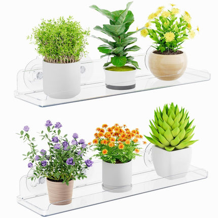 Window Plant Shelves 14.6, 2 Pack Acrylic Suction Cup (Size 4 Pack)