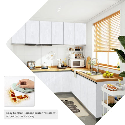 Matte White Contact Paper Wood Grain Peel and Stick Countertops Waterproof Counter Top Contact Paper Wood Wallpaper Brown Walnut Vinyl Wrap for Cabinets Desk Wallpaper Removable Veneer 15.8inx78.8in