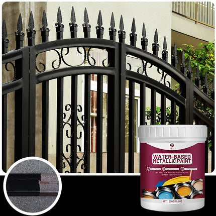 Rust Removal Converter Metallic Paint, Anti-Rust Metal Paint, 2-In-1 Rust Converter & Metal Primer – Perfect for Trailers, Fences, Gates, Railings, Pipes, Roofing, Outdoor Furniture, Farm Equipment, Marine Hardware and Industrial Surfaces - Red - Size 300
