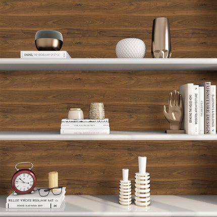 Walnut Brown Contact Paper Wood Grain Peel and Stick Countertops Waterproof Counter Top Contact Paper Wood Wallpaper Brown Walnut Vinyl Wrap for Cabinets Desk Wallpaper Removable Veneer 15.8inx78.8in