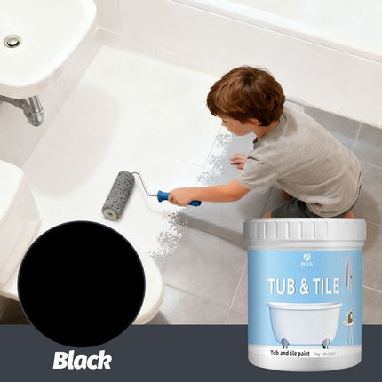 Tub & Tile Paint: Waterproof, Non-Slip, Eco-Friendly for Ceramic Surfaces – Ideal for Bathrooms, Kitchens, Showers, Tiles, Sinks, Countertops, Bathtubs, Floor Tiles, and DIY Home Renovation - Black - Size 300g
