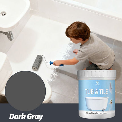 Tub & Tile Paint: Waterproof, Non-Slip, Eco-Friendly for Ceramic Surfaces – Ideal for Bathrooms, Kitchens, Showers, Tiles, Sinks, Countertops, Bathtubs, Floor Tiles, and DIY Home Renovation - Dark Gray - Size 300g