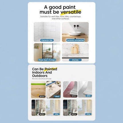 Tub & Tile Paint: Waterproof, Non-Slip, Eco-Friendly for Ceramic Surfaces – Ideal for Bathrooms, Kitchens, Showers, Tiles, Sinks, Countertops, Bathtubs, Floor Tiles, and DIY Home Renovation - White - Size 500g
