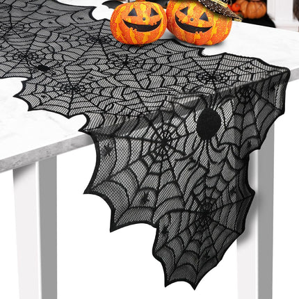 Halloween Table Runner, Black Lace Spider Web Table Runners