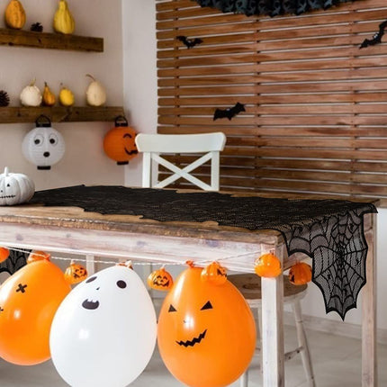 Halloween Table Runner, Black Lace Spider Web Table Runners