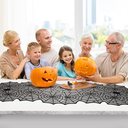 Halloween Table Runner, Black Lace Spider Web Table Runners