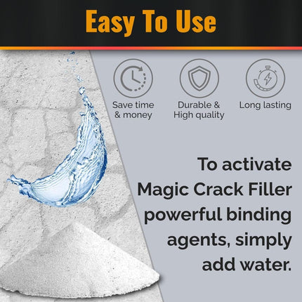 Magic Crack Filler – Fast-Drying, Weather-Resistant Concrete Repair for Driveways, Walkways, Patios, Foundations, Garages, Steps, and Pool Decks - Black - Size 300g