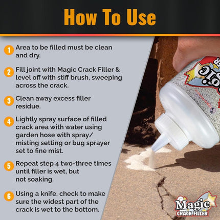 Magic Crack Filler – Fast-Drying, Weather-Resistant Concrete Repair for Driveways, Walkways, Patios, Foundations, Garages, Steps, and Pool Decks - Black - Size 500g