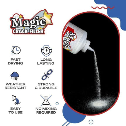 Magic Crack Filler – Fast-Drying, Weather-Resistant Concrete Repair for Driveways, Walkways, Patios, Foundations, Garages, Steps, and Pool Decks - Black - Size 500g