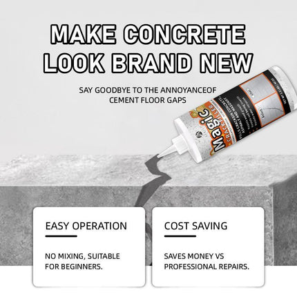 Magic Crack Filler – Fast-Drying, Weather-Resistant Concrete Repair for Driveways, Walkways, Patios, Foundations, Garages, Steps, and Pool Decks - Silver - Size 300g