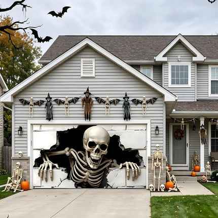 Halloween Garage Door Cover Halloween Decorations (Size 8x16ft)