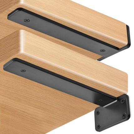 12 Inch Black Hidden L Shelf Bracket (1.6 Inch Thicked) (Size 2 Pack)