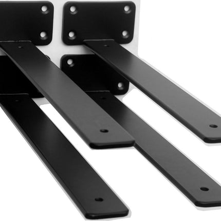 12 Inch Black Hidden L Shelf Bracket (1.6 Inch Thicked) (Size 4 Pack)