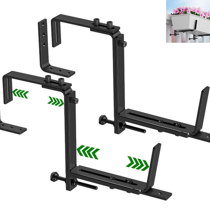 2PCS Adjustable Planter Box Brackets (Black)