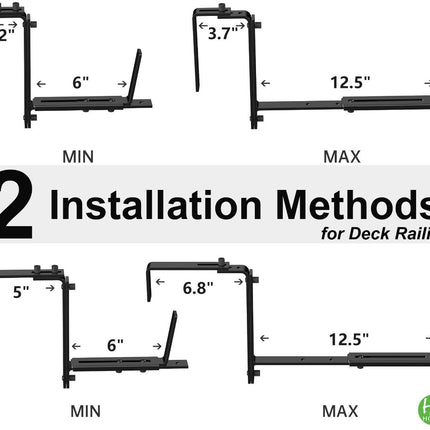 2PCS Adjustable Planter Box Brackets (Black)
