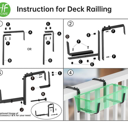 2PCS Adjustable Planter Box Brackets (Black)