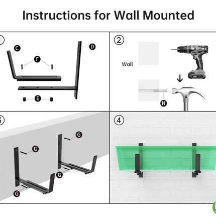 2PCS Adjustable Planter Box Brackets (Black)