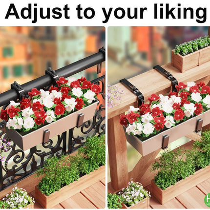 2PCS Adjustable Planter Box Brackets (Black)