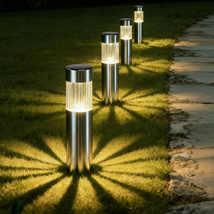 Solar Pathway Lights Outdoor, Stainless Steel Solar Garden Lights, Bright 35LM Warm White LED, Auto On/Off IP65 Waterproof Path Lights for Yard, Lawn, Walkway, Patio, Driveway - Black - Size 1 Pack