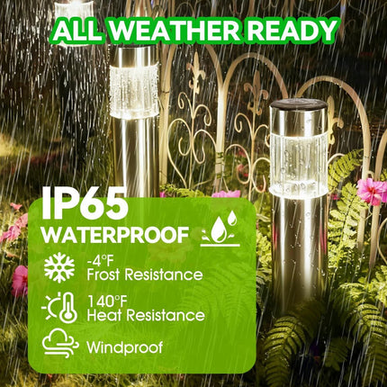 Solar Pathway Lights Outdoor, Stainless Steel Solar Garden Lights, Bright 35LM Warm White LED, Auto On/Off IP65 Waterproof Path Lights for Yard, Lawn, Walkway, Patio, Driveway - Black - Size 1 Pack
