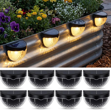 Raised Garden Bed Solar Lights Magnetic with Dusk to Dawn Sensors Wide Angle IPX4 Waterproof Solar Powered Lights Outdoor for Planter Raised Beds Garden Patio Yard Fence, Warm White - Black - Size 8 Pack