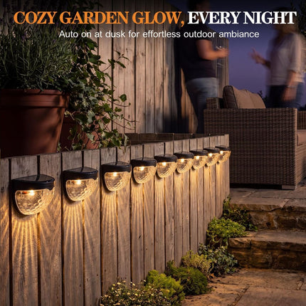 Raised Garden Bed Solar Lights Magnetic with Dusk to Dawn Sensors Wide Angle IPX4 Waterproof Solar Powered Lights Outdoor for Planter Raised Beds Garden Patio Yard Fence, Warm White - Black - Size 8 Pack