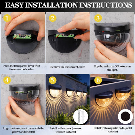 Raised Garden Bed Solar Lights Magnetic with Dusk to Dawn Sensors Wide Angle IPX4 Waterproof Solar Powered Lights Outdoor for Planter Raised Beds Garden Patio Yard Fence, Warm White - White - Size 8 Pack