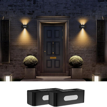 Solar Fence Lights, Solar Wall Lights Waterproof Outdoor Up and Down Lighting for Outside, Garden, Walkway, Door, Porch, Deck - White - Size 2 Pack