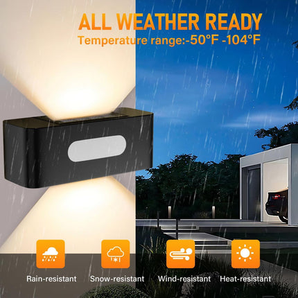 Solar Fence Lights, Solar Wall Lights Waterproof Outdoor Up and Down Lighting for Outside, Garden, Walkway, Door, Porch, Deck - White - Size 4 Pack