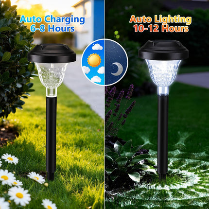 Solar Landscape Lights 4-Pack 10-LED Warm White Outdoor Lights Garden Lights - White - Size 13.4in