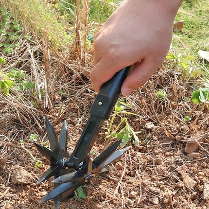 Rotary Cultivator Set, Adjustable Rotary Cultivator Garden Tool Reseeding Grass or Soil Mixing Soil Tiller Aerator Lawn Tool Garden Handheld Tiller Cultivator Cordless Tiller (Black)