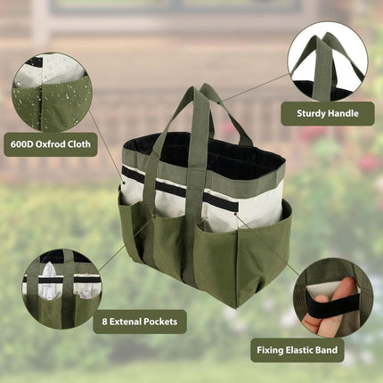 Garden Tool Bag Organizer, Tote Storage Bag with 8 Pocket