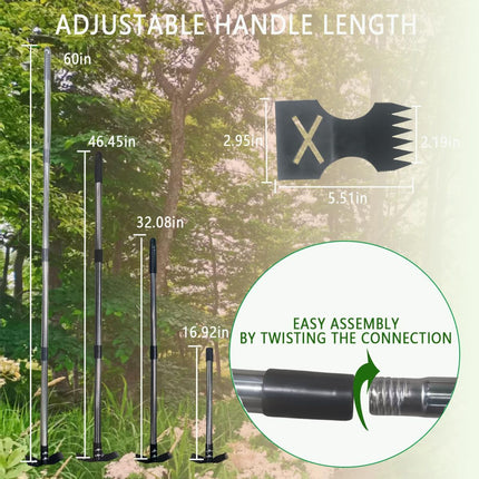 60" Weed Puller Tool with Long Handle | Heavy Duty 2-in-1 Weed Rake and Garden Hoe, Manual Weed Remover Tool for Yard, Lawn, Patio, Garden
