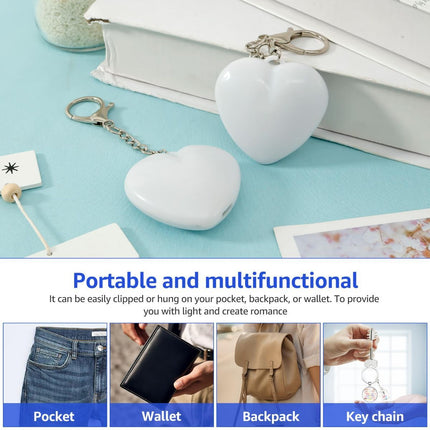 2Pcs Heart Purse Light - LED Automatic Sensor Handbag Lamp, Rechargeable Mini Bag Night Light for Women & Girls - Touch Activated Keychain Light for Totes, Backpacks, Travel Gifts - Pink - Size 5cm*6cm