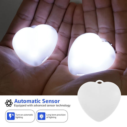 2Pcs Heart Purse Light - LED Automatic Sensor Handbag Lamp, Rechargeable Mini Bag Night Light for Women & Girls - Touch Activated Keychain Light for Totes, Backpacks, Travel Gifts - White - Size 5cm*6cm