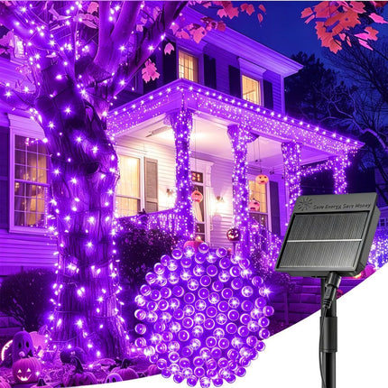 Solar String Lights Outdoor Waterproof, LED Outdoor Light | Solar Fairy Lights with 8 Lighting Modes, IP65 Waterproof Solar Christmas Halloween Lights for Outdoor Outside Tree Patio - Purple - Size 40ft 100-LED String Light