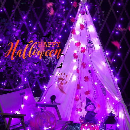 Solar String Lights Outdoor Waterproof, LED Outdoor Light | Solar Fairy Lights with 8 Lighting Modes, IP65 Waterproof Solar Christmas Halloween Lights for Outdoor Outside Tree Patio - Purple - Size 105ft 300-LED String Light