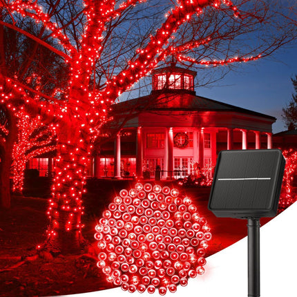 Solar String Lights Outdoor Waterproof, LED Outdoor Light | Solar Fairy Lights with 8 Lighting Modes, IP65 Waterproof Solar Christmas Halloween Lights for Outdoor Outside Tree Patio - Red - Size 105ft 300-LED String Light