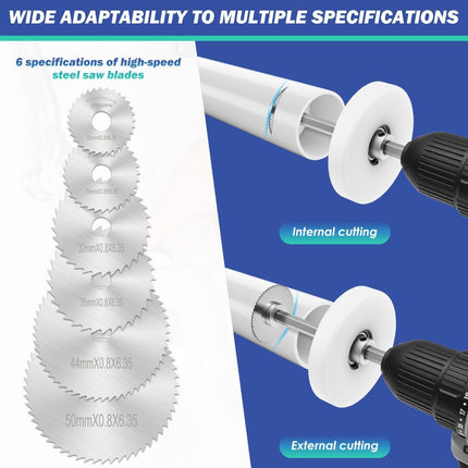 Inside Pipe Cutter for PVC Pipe - Internal PVC Cutter Tool with 6 HSS Saw Blades & 3.15" Guide Disc, Adjustable Depth Plumbing Tool for Shower Drain, Toilet Flange, ABS, Soft Metal