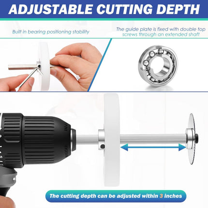 Inside Pipe Cutter for PVC Pipe - Internal PVC Cutter Tool with 6 HSS Saw Blades & 3.15" Guide Disc, Adjustable Depth Plumbing Tool for Shower Drain, Toilet Flange, ABS, Soft Metal