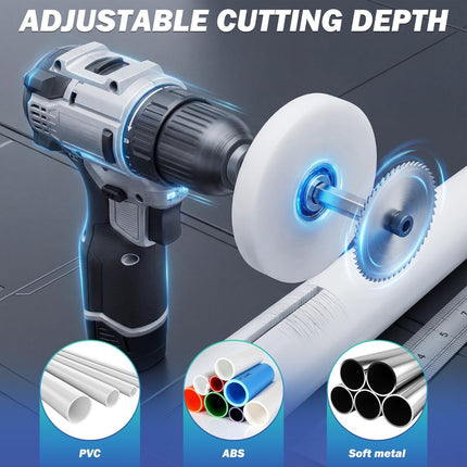 Inside Pipe Cutter for PVC Pipe - Internal PVC Cutter Tool with 6 HSS Saw Blades & 3.15" Guide Disc, Adjustable Depth Plumbing Tool for Shower Drain, Toilet Flange, ABS, Soft Metal